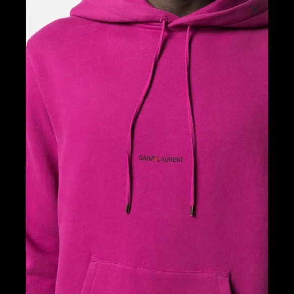 Saint Laurent Logo-Print Mens Purple Hoodie Sz L - Picture 4 of 9
